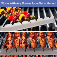 4pcs Skewer Rack For Grill Grill Skewers Support Kebob Rack BBQ Skewers Holder Skewer Rack Stainless Steel Wide Grill Stick Rack