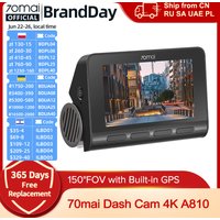 70mai 4K Dash Cam A810 HDR Built-in GPS ADAS 24H Parking 4G Compatible Car DVR 70mai A810