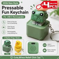 1-4Pcs Frog Sound Keychain Clicker Keycap Recharge Keychain Duck Button Keychain Funny Stress Relief Cute School Teacher Gift