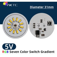 New RGB LED Lamp Night Light DIY Desktop Ornament Lighting Source Round Light Board DC 5V 3W Diameter 31mm Switch Color Changing