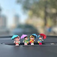 Cute Raincoat Umbrella Boy Girl Doll Small Ornament Car Decoration Doll Accessories Gift Children's Toys Interior Accessories