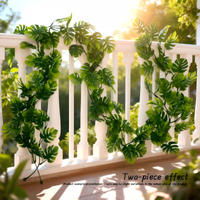 1/2/3pcs Faux Tropical Palm Leaf Floral Vines, Artificial Green Hanging Vines, Suitable for Wedding Parties, Home Courtyards, Wa
