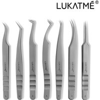LUKATME Eyelash Tweezer Anti-Slip Fiber Tip Eyelash Extension Tools Stainless Steel Professional Precision Tweezer for Makeup