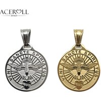 ACEROLL Stainless Steel Pendant of Come Holy Spirit Medal For Catholic