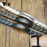 Vnox Stilvolles 12 mm breites Herrenarmband, kostenloser personalisierter individueller ID-Tag, Edelstahl-Armband, Kette, Schmuck für Ehemann und Vater