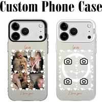 DIY Custom Photo Magnetic Phone Case For iPhone 17 16 16e 15 14 13 12 11 Pro Max 7 8 Plus SE 2020 2022 XS XR Back Cover