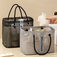 Portable Travel Grooming and Storage Basket Large Capacity Mesh Portable Drain Basket Folding Fitness Bath Bag