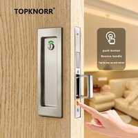 American Style Embedded Mobile Door Lock Pocket Door Handle Inner Push-Pull with Indicator Side-Mounted Hidden Handle
