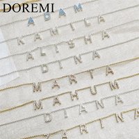 DOREMI Customized Gift Jewelry 9mm Crystal Letter Names Necklace Colorful Birthstone Cz Charms Choker Necklace