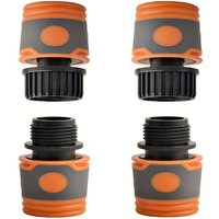 4 Pack 3/4" Plastic Garden Hose Quick Connect Set - EU Standard Thread, Male/Female Adapters with Leakproof Washers for Pipes