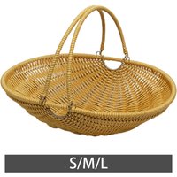 Imitation Rattan Kitchen Tote Bread Basket for Farmhouse Decor Easy to Clean Multipurpose with Adjustable Handle Iron Wire Frame