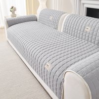 Snowflake Lace Decored Waffle Quilting Thicken Sofa Cover, Anti-Slip Sofa Towel for Living Room All seasons Furture Decor