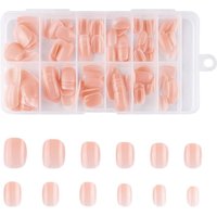 Detachable Short Press On Nails, 120Pcs Glossy Plain Fake Nails Kit for Women & Girls, Easy to Apply