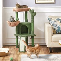 Costoffs Cat Tree, 107cm Cactus Cat Tree, Cat Furniture with Natural Sisal, Cactus Cat Tower with Platform, Condo, Basket, Scrat