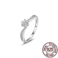 CWWZircons 925 Sterling Silver Brilliant Round CZ Zircon Paved Twisted Design Rings for Women Wedding Promise Jewelry Gift SR072