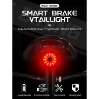 AliExpress West Biking WEST BIKING Smart Bike Taillight Light&Brake Sensing IPX6 Waterproof Type C Rechargeable Bicycle Rear Light For Night Cycling