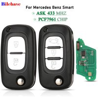 jingyuqin Original factory For Mercedes Benz Smart Fortwo 453 Forfour Flip Remote Car Key ASK 433Mhz PCF7961 Chip 2/3 Button Fob
