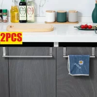 Kitchen Towel Rack Stainless Steel Towel Rack Bathroom Towel Holder Stand Cabinet Door Hanging Organizer Shelf Wall Mounted Bar