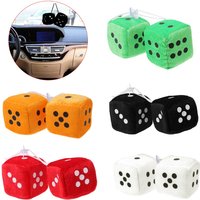 2PCS Auto sSoft Fuzzy Dice Dots Rear View Mirror Hanger Decoration Car Styling Interior Accessorie 6 Colors