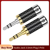 3 Pole 3.5mm Jack Connector 3.5 Earphone Plug Carbon Fiber Shell For Soldering HiFi Headset Earphones Cable Consumer Electronics
