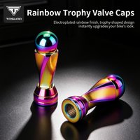 TOSUOD 1-4 Pairs Colorful Aluminum Valve Stem Caps, Football Trophy Shaped Caps for Cars & Motorcycles