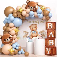 Brown Blue Nude Teddy Bear Theme BabyShower Balloons Garland Arch Kit for WelcomeBaby First Birthday Party Decorations Supplies
