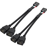 2 Pack Motherboard USB 2.0 to Dual 9 Pin Extension, USB Header Splitter for Internal Computer Motherboard