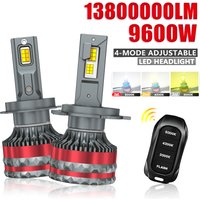 New 2Pcs H7 LED Car Headlight H1 H11 9005 9006 9012 H4 Car Light 6000K 4300K 3000K Three Color Remote Control Bulbs 12V 9600W