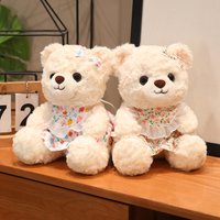 Cute Teddy Bear Soft Plush Toys Adorable Dress Bow Bear Stuffed Plush Animals Princess Birthday Gifts Girls Favors