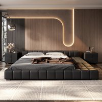 high-end black Double bed queen size modern minimalist bed frame luxury comfortable bases e armações de cama furniture bedroom