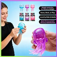 Super Soft TPR Squeeze Stress Ball Sensory Fidget Toy for Anxiety Relief Transparent Glitter Jellyfish Squishy Toy