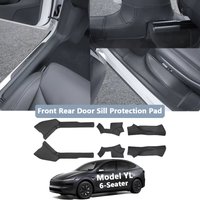 Front Rear Door Sill Protector For Tesla Model YL 6-Seater Leather Threshold Bumper Strip Guards Anti-kick Pads Car Accessories