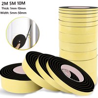 1m-10m Rubber Self Adhesive Sponge Seal Strip EVA Black Foam Strong Single-sided Adhesive Soundproof Anti-collision Seal Gasket