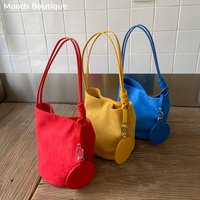 Multicolored 2-IN-1 Shoulder Bucket Bags For Women Faux Suede Big Capacity Shopper Totes Casual Street Lightweight Handbags 2025