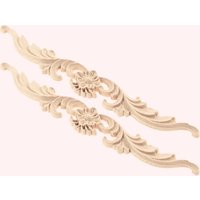 2pcs Vintage Wood Applique Carved Strip Corner Decor Decal Hollow Flower Unpainted Oak Onlays 20*2.5cm Furniture Door Wall Decor