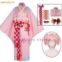 Anime Kaname Madoka Cosplay Puella Magi Madoka Magica Costume Kimono Dress Wig Outfit Suit Halloween Uniforms for Women