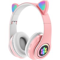 B39 Bluetooth 5.0 Wireless Headphones Cute Cat Ears Long Battery Life HIFI Stereo Foldable Earphone for Women Gifts Earbuds