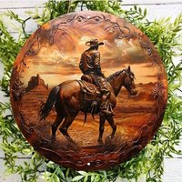 Waterproof HD Printed Textured Touch Wall Art - Cowboy in The Wild West for Home Bar