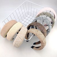 Trendy Elegant Straw Hair Accessories Woven Wide-brimmed Simple Fashionable Distinctive Hair Hoop for Women Hair Band