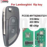 Lenny FCCID:MYT8Z0837231 315/433MHz 48chip PN:4D0837231/231A Cuttable blade HU66 Car smart flip key for Lamborghini Gallardo key