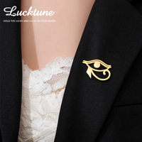 Lucktune Egyptian Eye of Horus Brooches Stainless Steel Women's Metal Pins Men's Shirt Badges Lapel Pins Protection Jewelry Gift