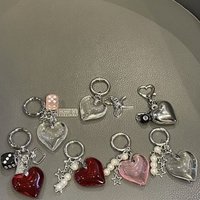 Keychain Y2K Red heart-shaped pearl valentine day gift New Design spurse bag charms Car Goth Vintage Cute keychain accessorie