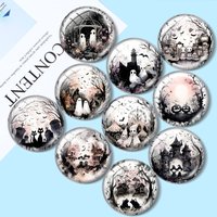 Haunted Halloween Clipart 12/18/20/25mm glass cabochon bracelet pendant rings for jewelry demo earrings back Making findings