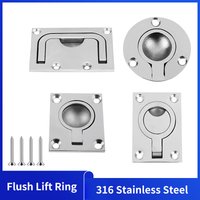 316 Stainless Steel Marine Recessed Deck Hatch Locker Flush Pull Lift Handle Ring Door Knobs Handles Pull Ring Boat Hardware