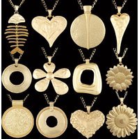 1 x Matt Gold Color Large Bohemia Heart/Flower/Round/Angel Shaped Pendants Fashion Necklace Jewelry Making Accessories