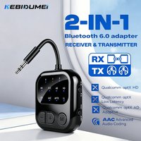 KEBIDUMEI Bluetooth 6.0 Audio Reciever Transmitter 3.5mm AUX HIFI Music Dual Stream Wireless Adapter With Mic for TV Car Flight