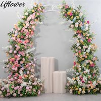 Uflower Colorful Rose Hydrangea Greenery Wedding Backdrop Horn Decor Arrangement Floral Event Prop Flower Row Window Displays