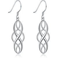 925 Sterling Silver Celtic Knot Dangle Earrings Hanging Jewelry Fish Hook for Women