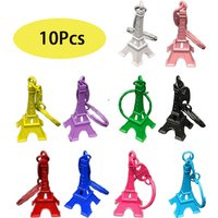 10Pcs Eiffel Tower Model Keychain Retro Paris Keyring Metal Split Key Ring Tower Keychain