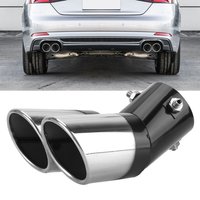 Car Exhaust Trim Muffler Pipe Tail Car Decoration Chrome Tail Pipe Stainless Steel Universal Car Styling Curved Double Outlet